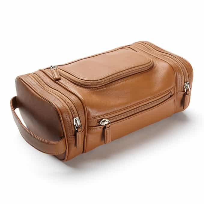 men's leather shaving travel bag